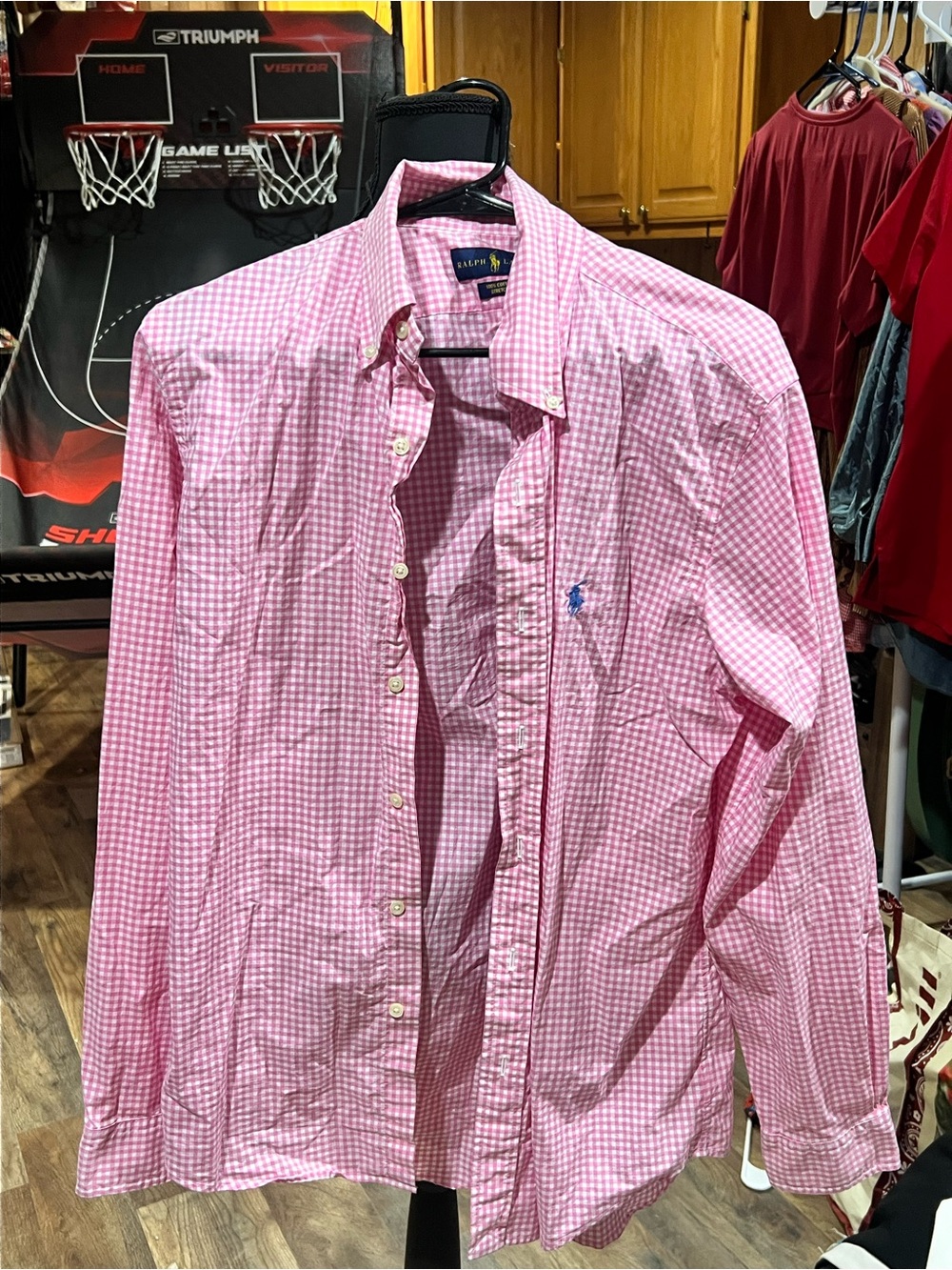 Ralph Lauren Pink Gingham Long-Sleeve Button-Down Shirt